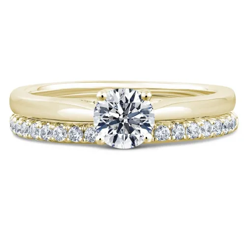 Yellow Gold Diamond Solitaire Bridal Set - Yellow Snowball